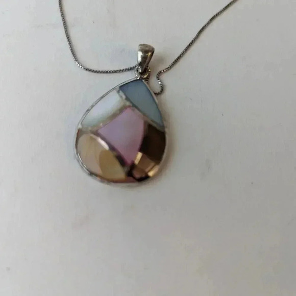 Vintage Inlaid Neckline and Earrings - Picture 3 of 5